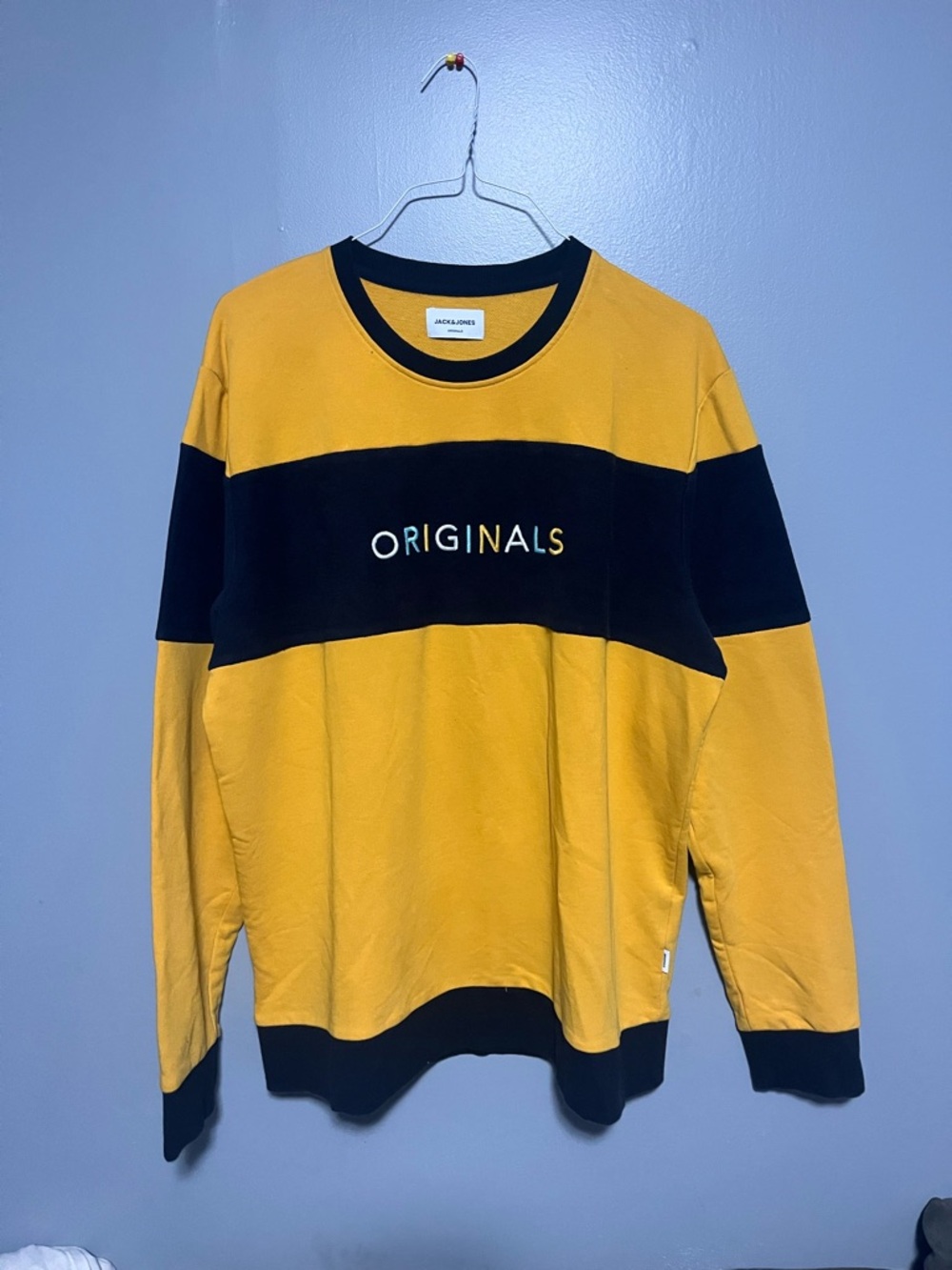 Jack & Jones Yellow and Black Colorblock Crewneck Sweatshirt